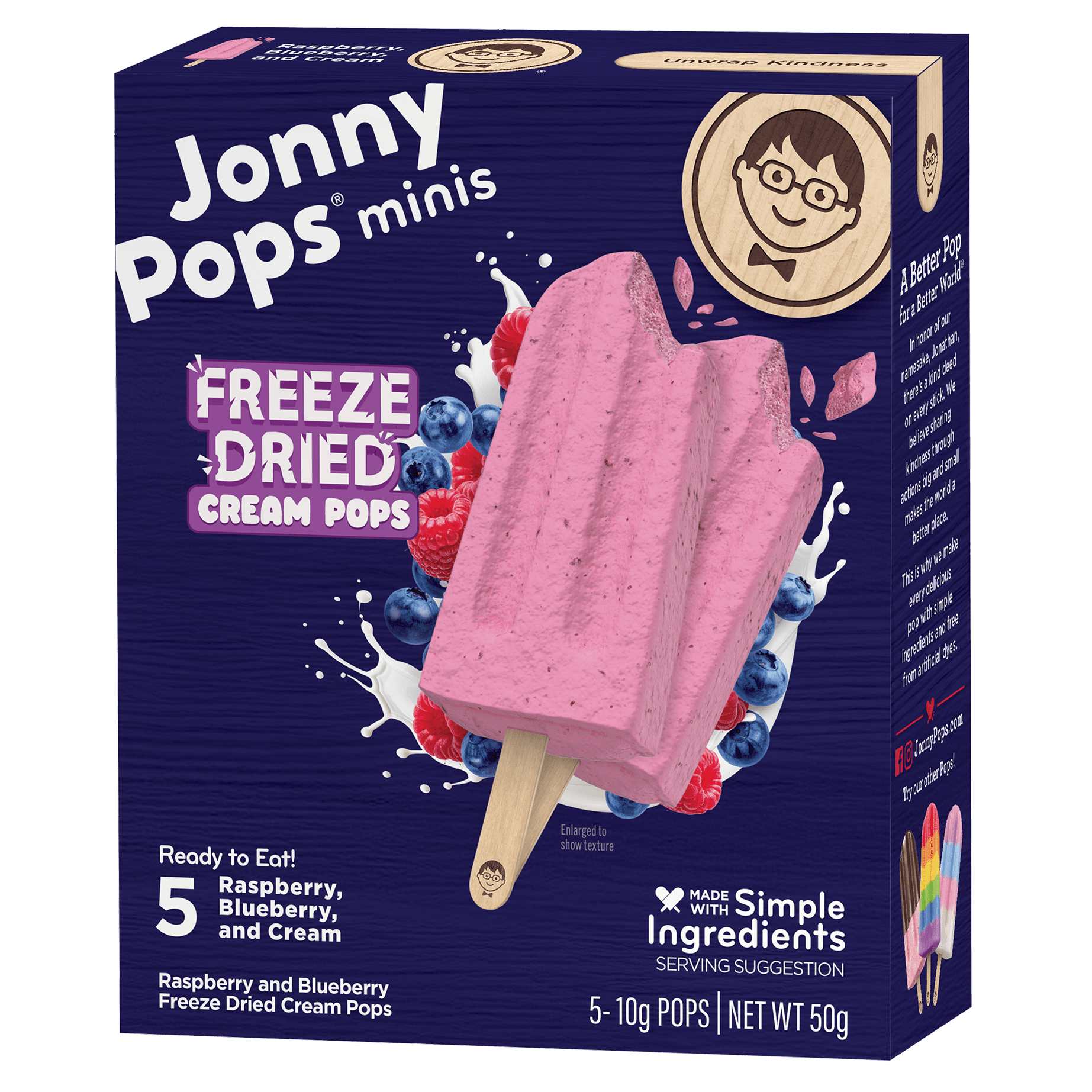Freeze Dried Raspberry, Blueberry and Cream Mini Pops