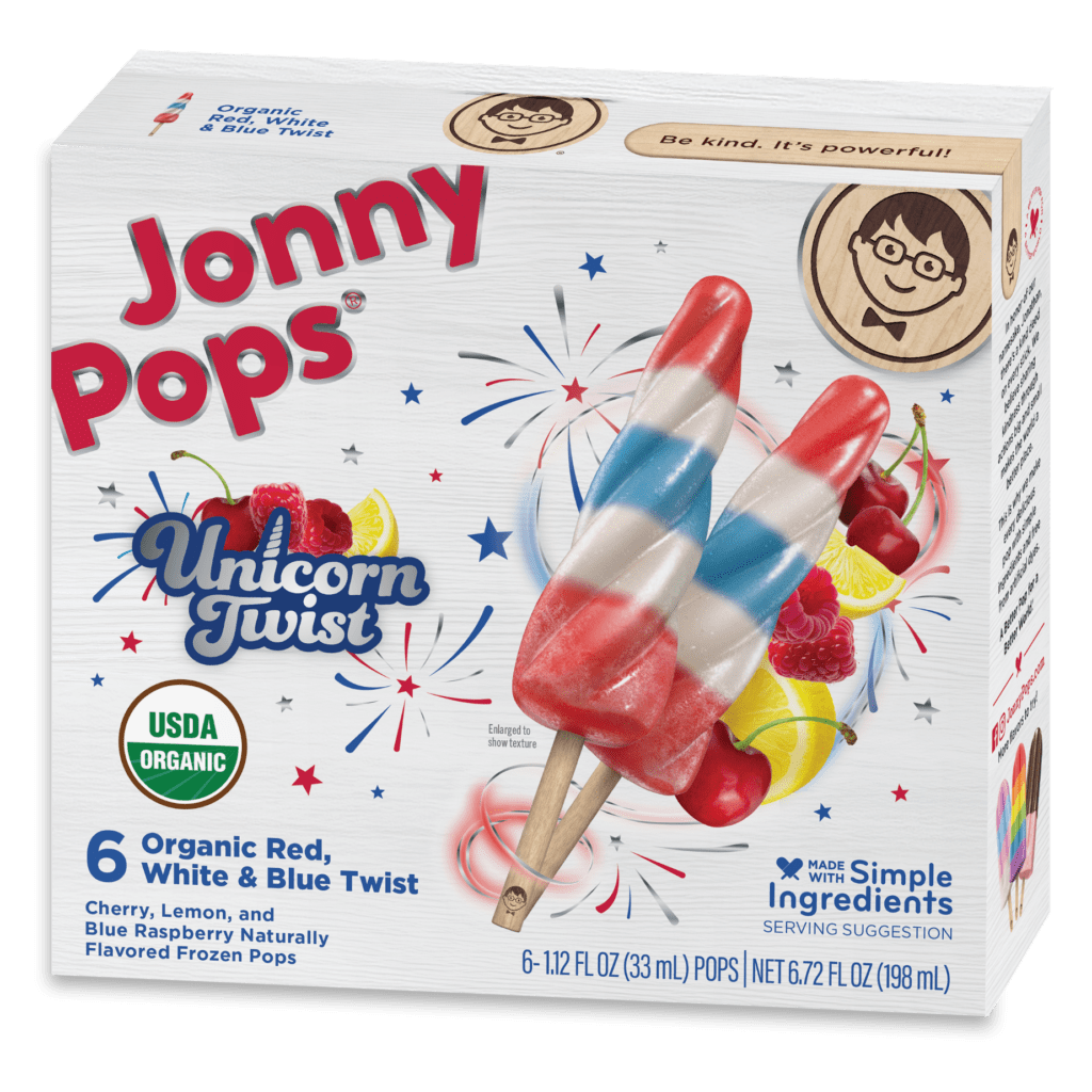Organic Red, White & Blue Twist Unicorn Twist Pops | JonnyPops