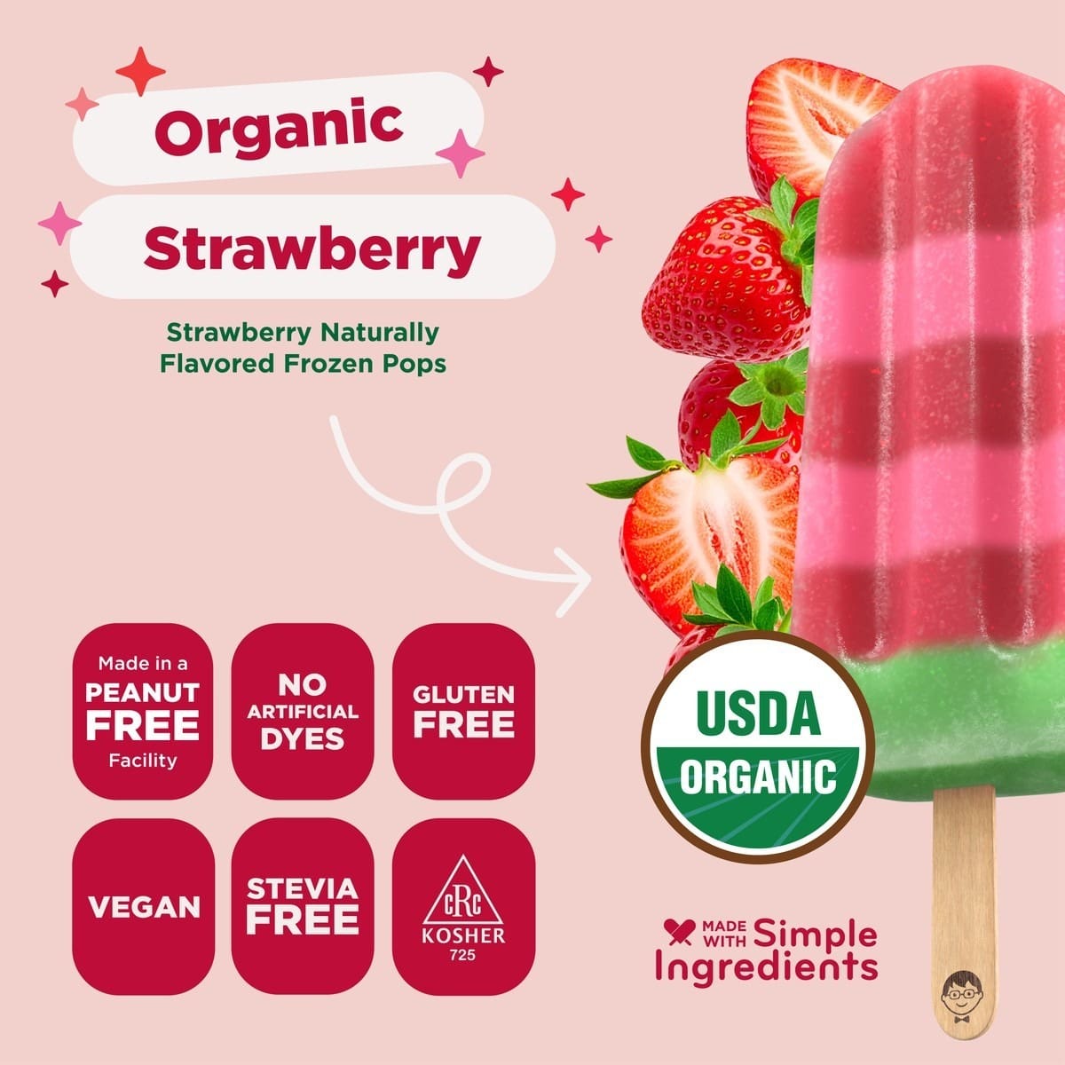 Organic Strawberry Organic Water Pops | JonnyPops